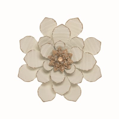 Foreside Home & Garden 8.75 x 8.75 inch White Metal Layered Flower Wall Décor
