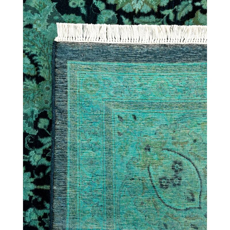 Overton Hand Knotted Wool Vintage Inspired Modern Contemporary Overdyed Black Area Rug - 8' 4" x 10' 3"