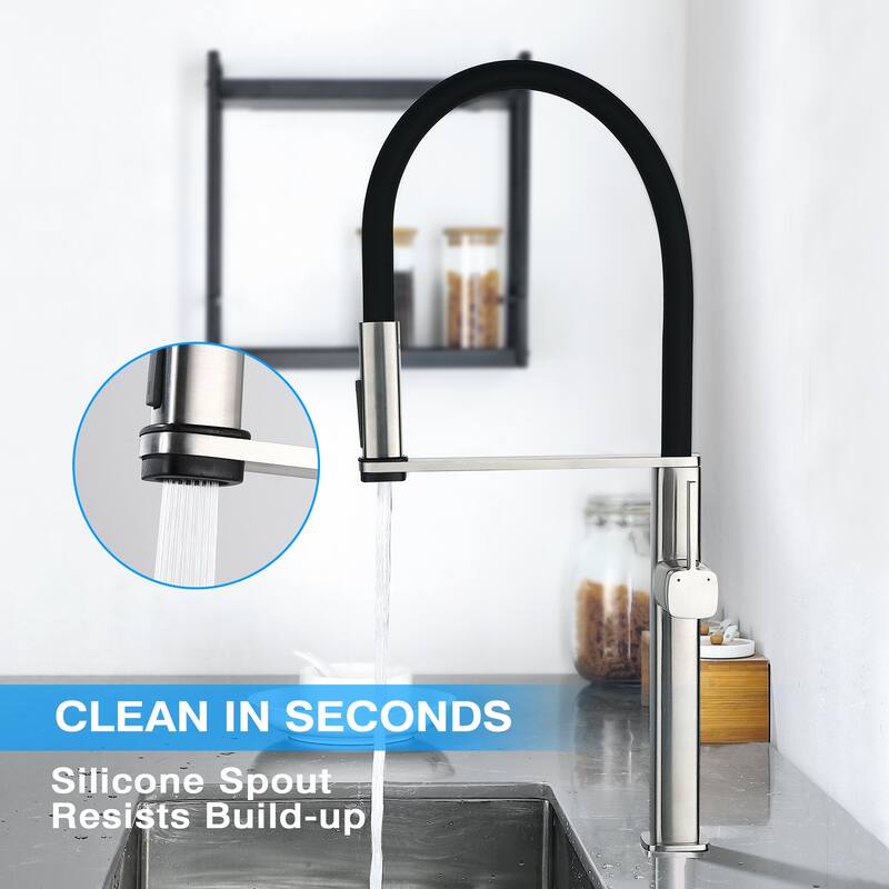 Single Handle Pull Down Sprayer Kitchen Faucet with in Brushed Nickel