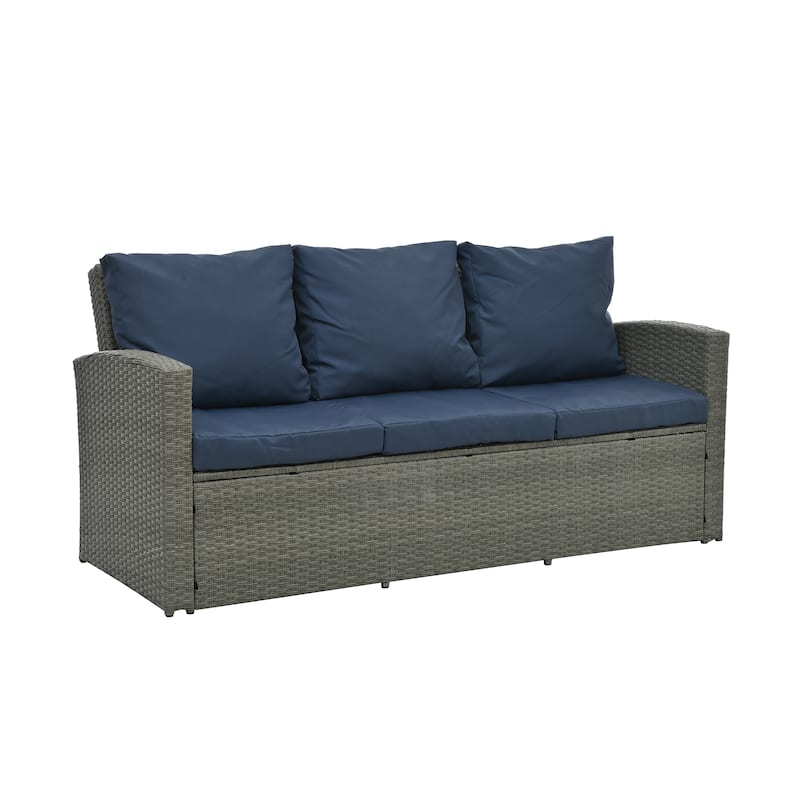 Seasonal PE Wicker Furniture set 5 piece With Tempered Glass Table Top