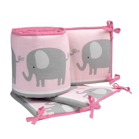 Bedtime Originals Eloise Pink/Gray Elephant 4-Piece Baby Crib Bumper