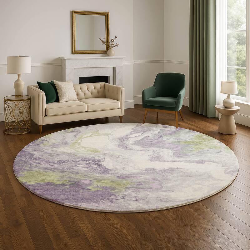Premium Washable Super Soft Abstract Contemporary Mayfield Rug - 8' x 8' - Lavender