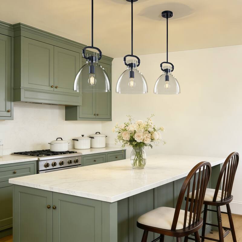 Starsky 1-Light Industrial Pendant With Glass Shade