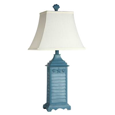 StyleCraft Blue Table Lamp - White Softback Fabric Shade