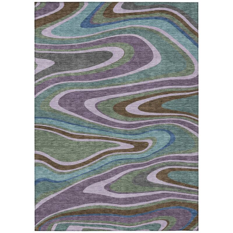 Machine Washable Indoor/ Outdoor Abstract Busey Chantille Rug