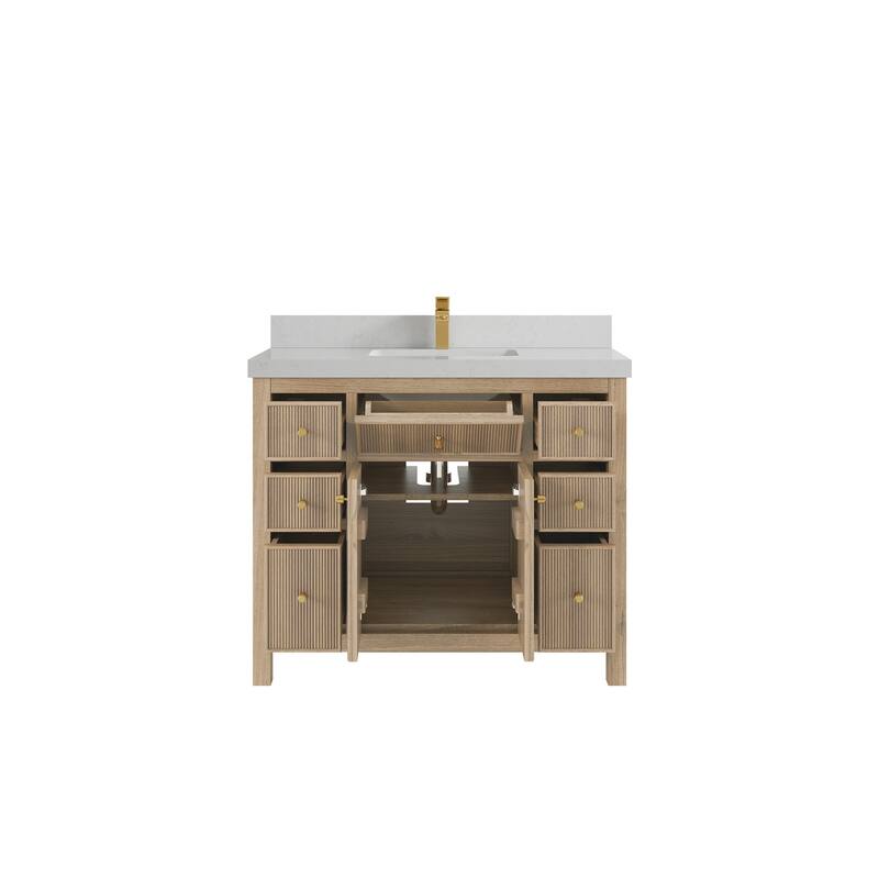 Willow Collections 42 in. W x 22 in. D Sonoma Teak Single Sink Bathroom Vanity with Countertop