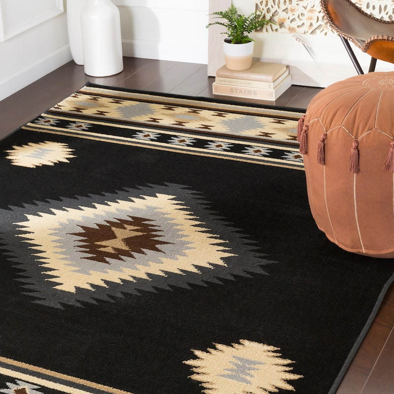 Livabliss Nurzhan Southwestern Area Rug - Black - 8' 10" x 12' 9"