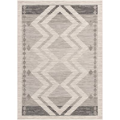 Hauteloom Rory Living Room, Bedroom Area Rug - Light Gray, Medium Gray, Charcoal - 5' x 7'