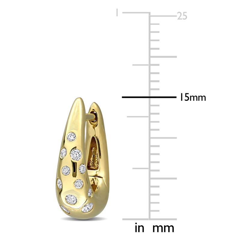 Miadora 1/4ct TDW Diamond Hoop Earrings in 10k Yellow Gold