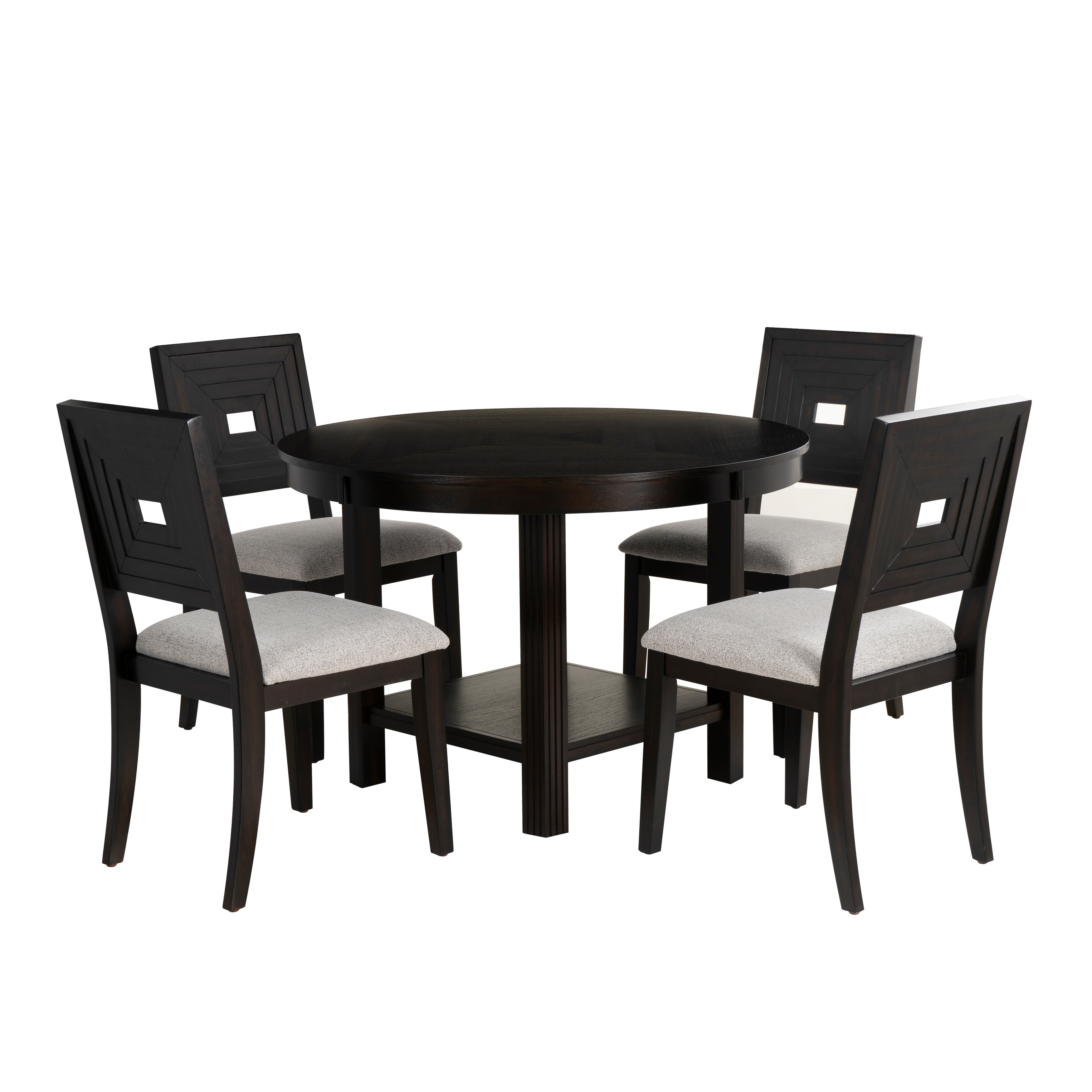 Linon Ingrid 5 Piece Dining Set, Espresso, Seats 4
