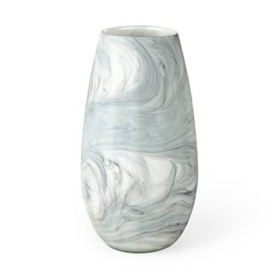 Volta II Tall White / Gray Abstract Pattern Glass Vase