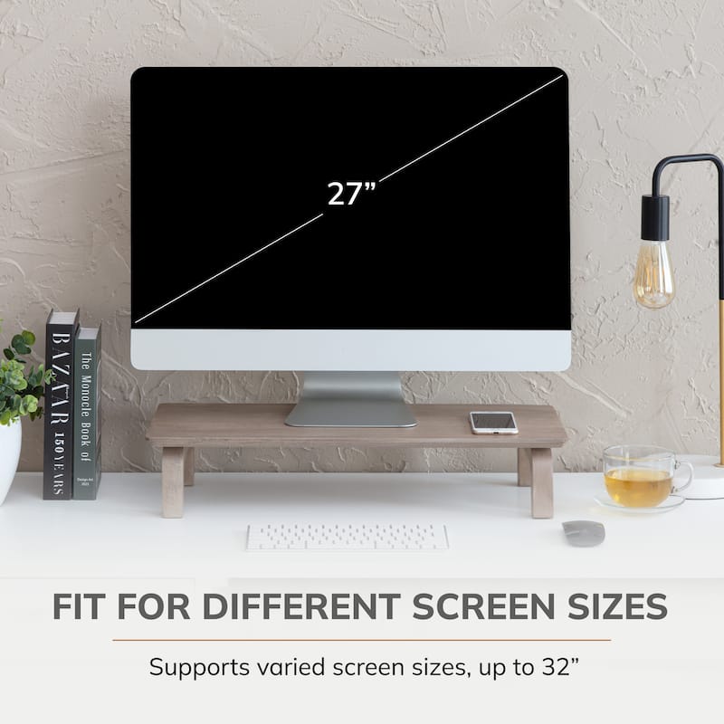 Jani Wood Monitor Stand Riser Desk - Ergonomic Design Stand, Desktop Organizer Table for Home, Office Workspace, Gaming Desk