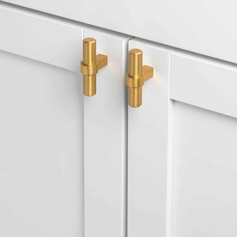 GlideRite 5-Pack 2-1/4 in. Satin Gold Euro Solid Cabinet T-Bar Pulls - Satin Gold