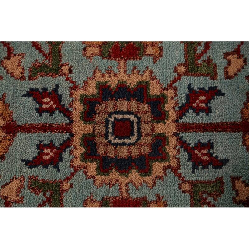 Light Blue Floral Oushak Indian Foyer Rug Handmade Wool Carpet - 2'11"x 5'1"
