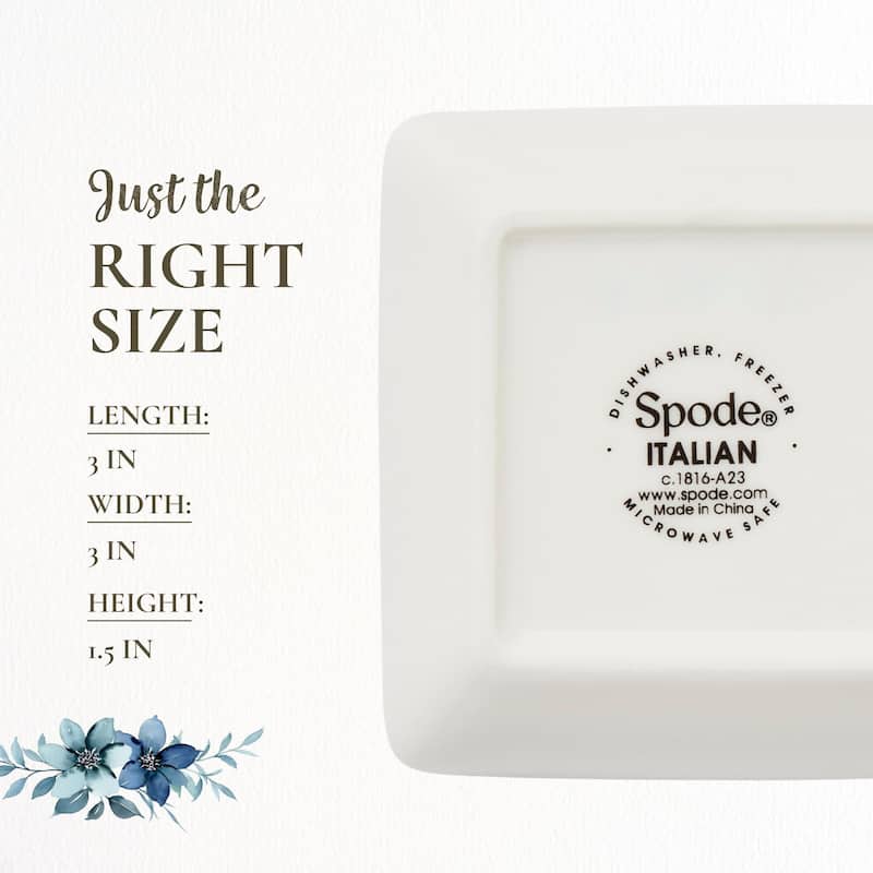 Spode Set of 4 Blue Italian Square Dishes - 3 inch