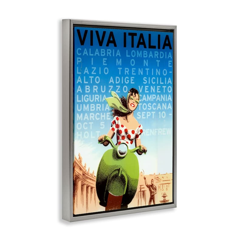 Stupell Vintage Italy Travel Ad Framed Floater Canvas Wall Art Design By Marcus Jules