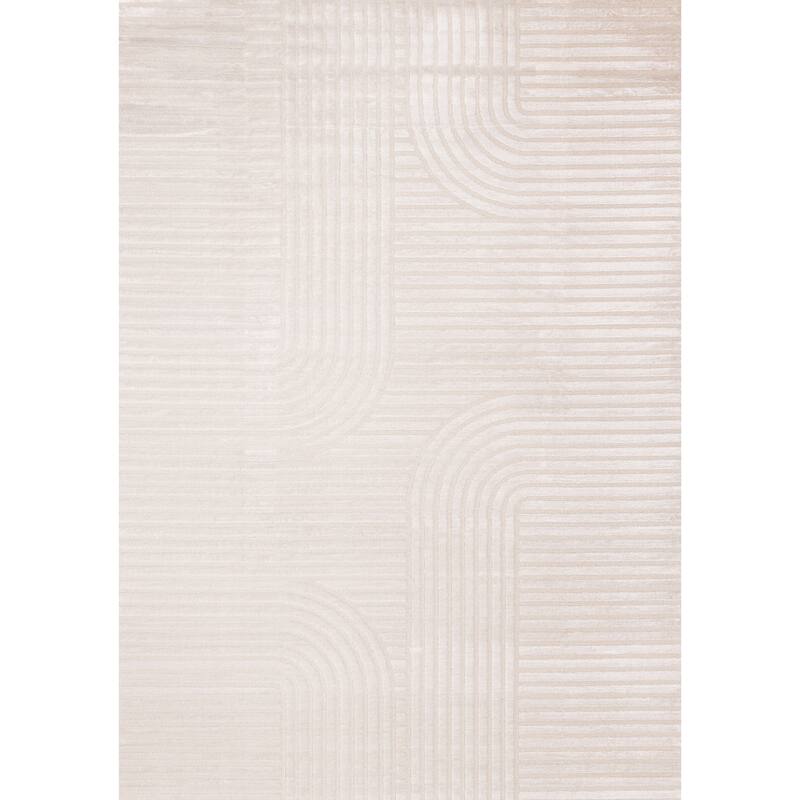 Leonardo White Grey Modern Lines Area Rug