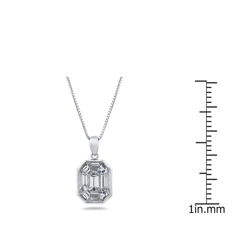 Auriya 14k Gold 1/3ctw Emerald-cut Diamond Necklace (G-H, VS1-VS12)