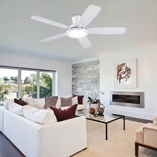 52" and 54" Flush Mount Low Profile Ceiling Fan with Light,Remote and App Control for Bedroom Living Room Patio