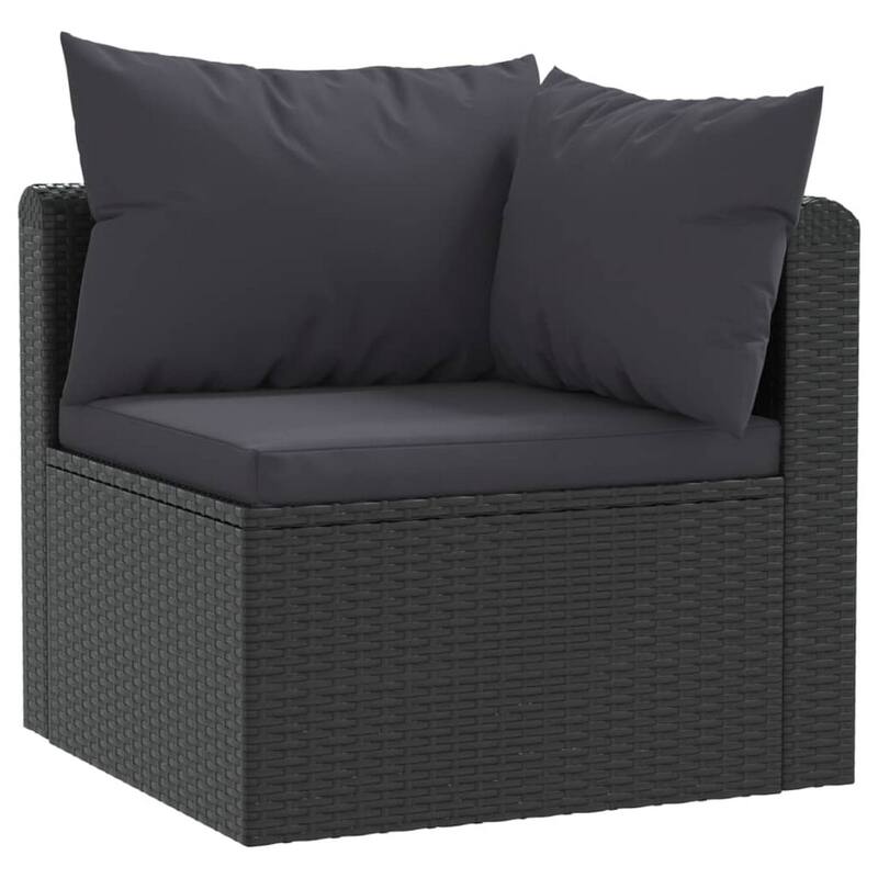 2pc Outdoor Modular Loveseat Set, Black Cushions, Poly Rattan, Steel
