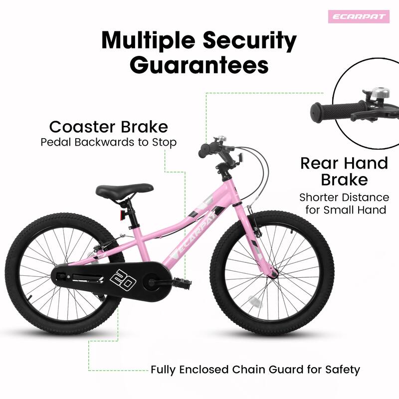 Kids 20 Inch Bicycle with 1-Speed, Front V Brake & Coaster Brake for Boys and Girls, 3-5 Years