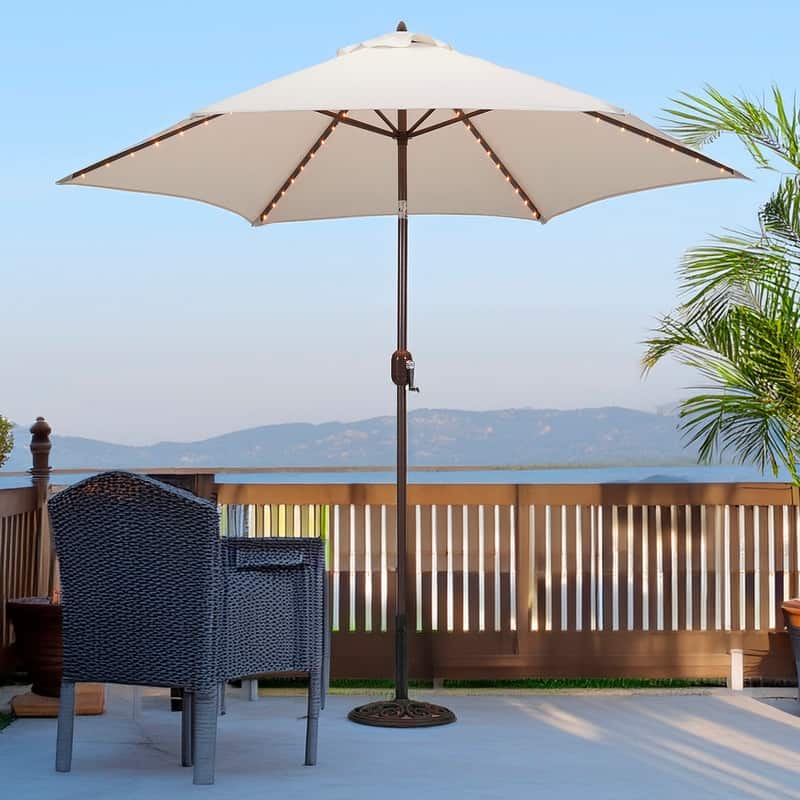 Tropishade 9ft Alum Bronze, Lighted Umbrella with Canvas Polyester cover