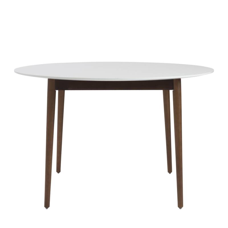 HomeRoots 47" White and Brown Rounded Dining Table