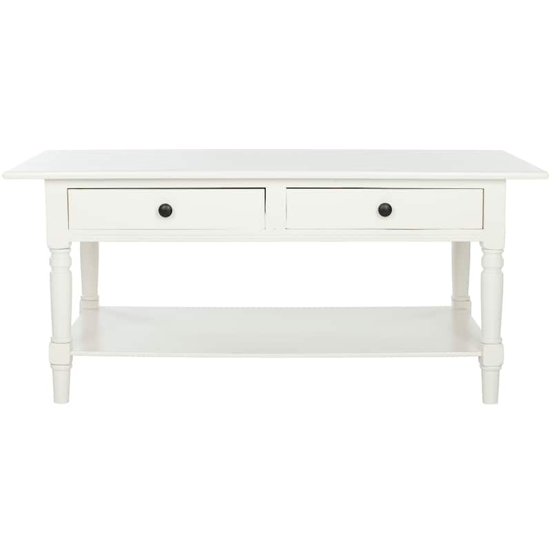 SAFAVIEH Bama Grey 2-Drawer Coffee Table - 41.7" W x 21.7" D x 18.5" H - 42Wx22Dx19H - Distressed  Cream