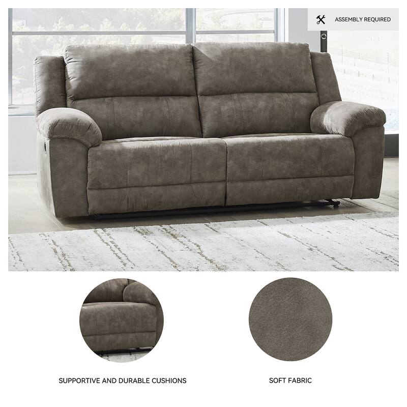 Signature Design by Ashley Laresview Gray Reclining Sofa - 92" W x 42" D x 43" H