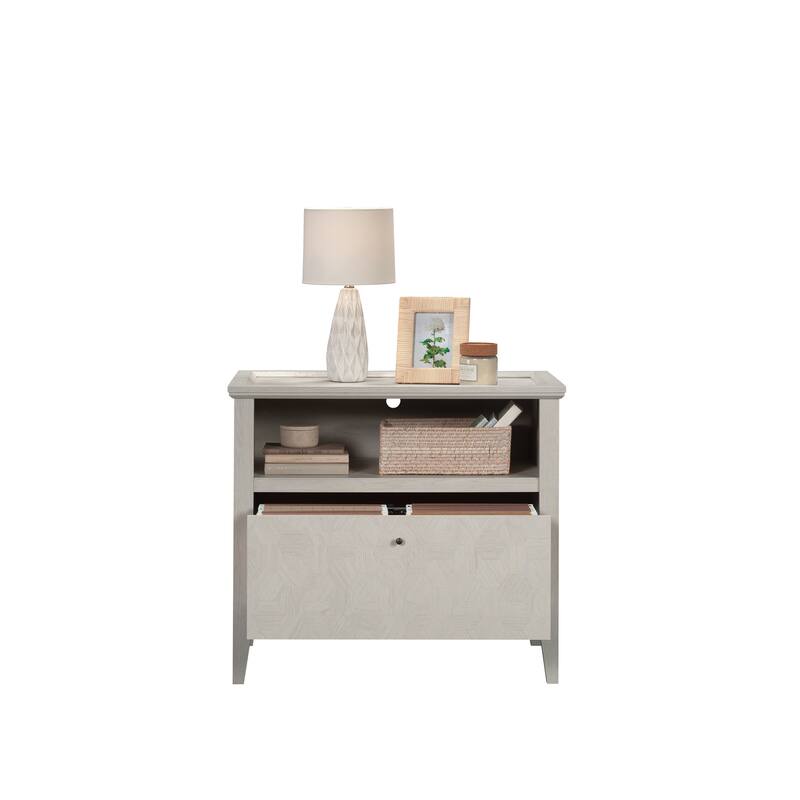 Wood Lateral File with Spacious Drawer, Light Gray