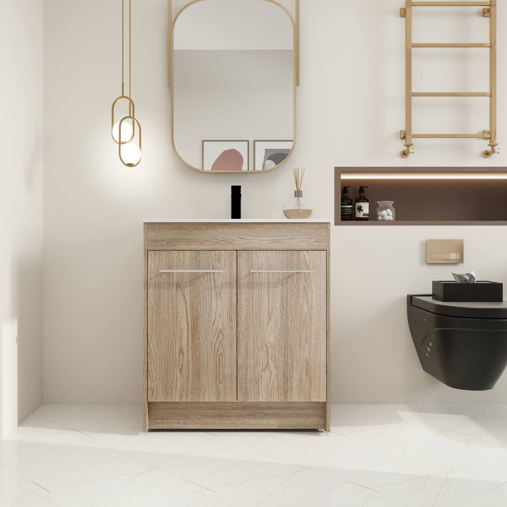 BNK 30 inch Freestanding Single Sink Bathroom Vanity with Soft Close Door and 1 adjustable shelf