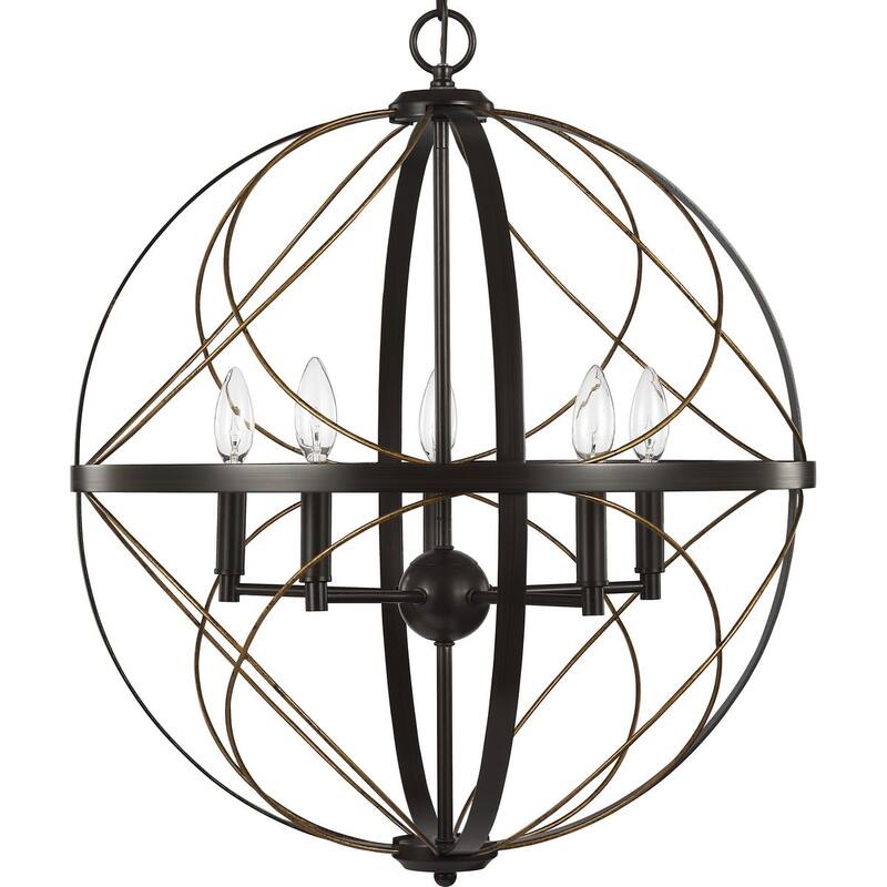 Brandywine Collection Five-Light Antique Bronze Farmhouse Pendant Light - 19.140" x 24.810" x 24.810"