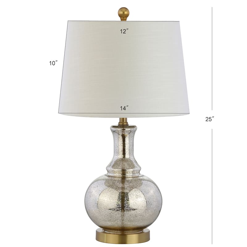 Edward 25" Glass LED Table Lamp, Mercury Silver/Brass Gold (Set of 2) by JONATHAN Y