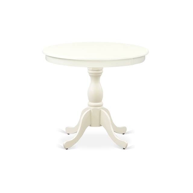 East West Furniture Round Small Dining Table with Pedestal Base (Finish Options)