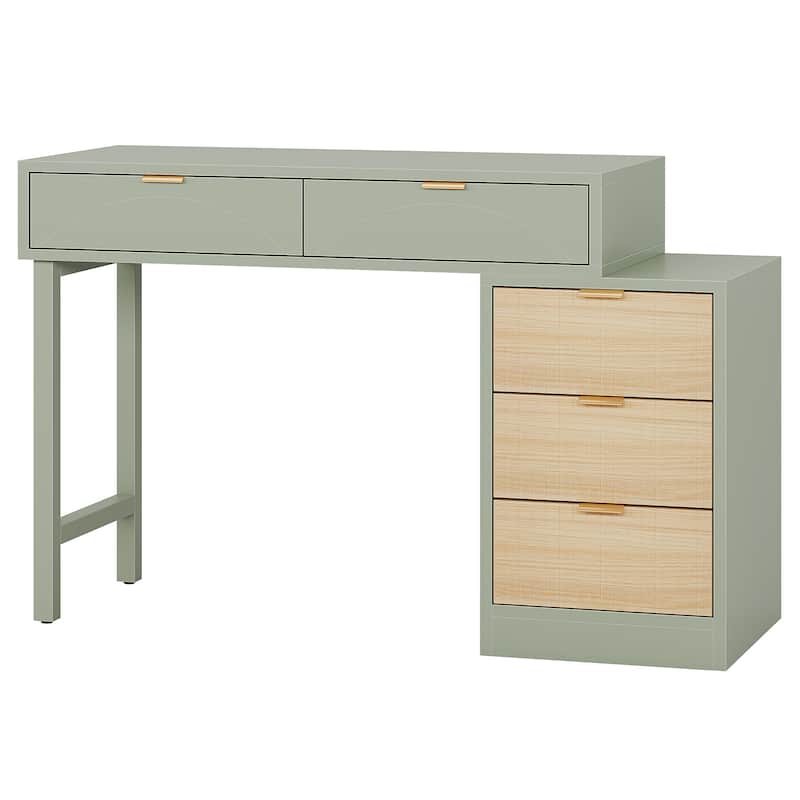 Modern Wood Makeup Vanity Desk Table with 5 Storage Drawers
