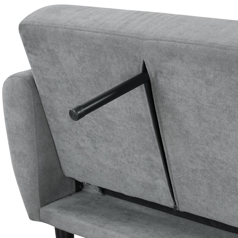 Furniture of America Raliles Modern Split Back Channel Fabric Futon Sofa with USB Ports