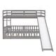 preview thumbnail 4 of 42, Twin Over Twin Bunk Bed with Removable Floor Bed and Bottom Guardrails, Fun Kids Loft Bed Frame with Ladder and Slide