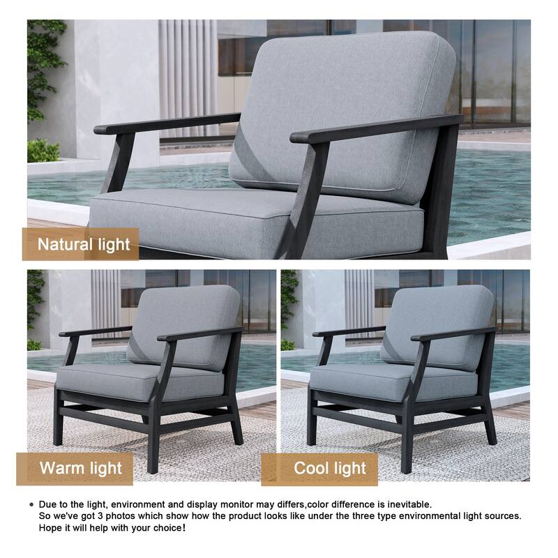 2 Set Patio Teak Wood Outdoor Chair with Cushions