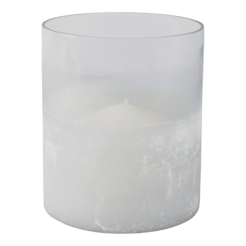 Glass Frosted Finish Pillar Candle Holder - Clear