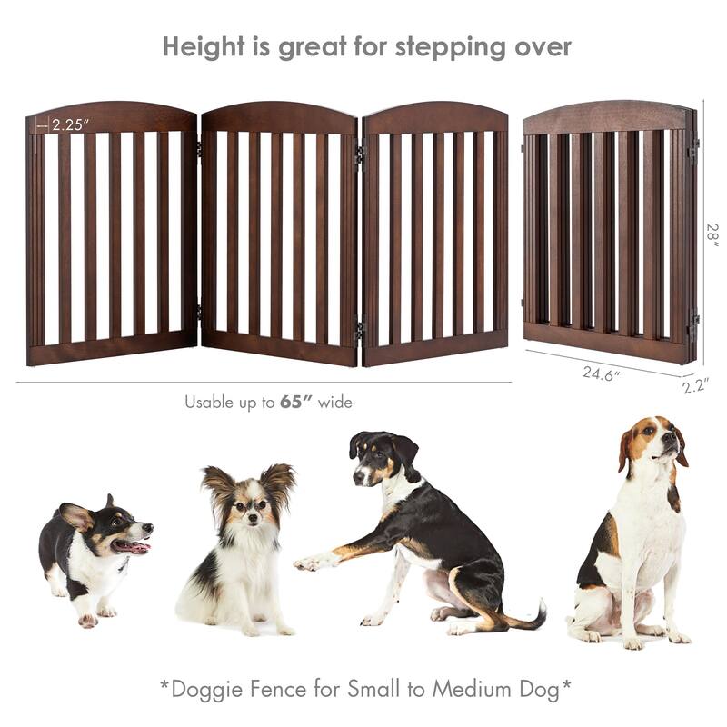 COSTARS Foldable Dog Gate, Dog Gates for Doorways, Stairs, The House, Wooden Freestanding Pet Gate Indoor, Step Over Puppy Gate