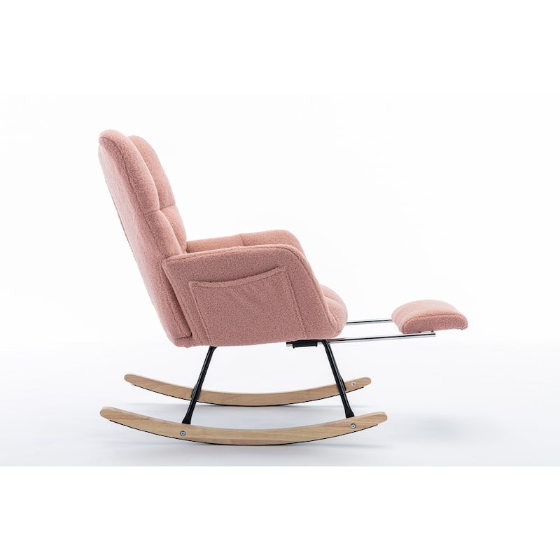 Fabric Rocking Chair With Adjustable Footrest