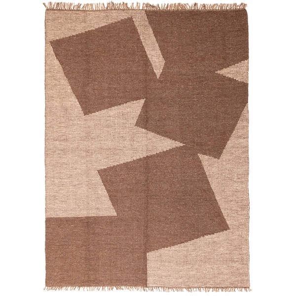 slide 2 of 9, ECARPETGALLERY Flat-Weave Marrakech Brown Wool Tapestry Kilim - 8'6 x 11'3