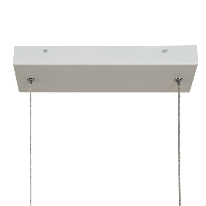 Modern 1-Light LED White Linear Island Chandelier Sculptural Silk Shade - White & Gold - W43.3"*D11.4"*H12.6"