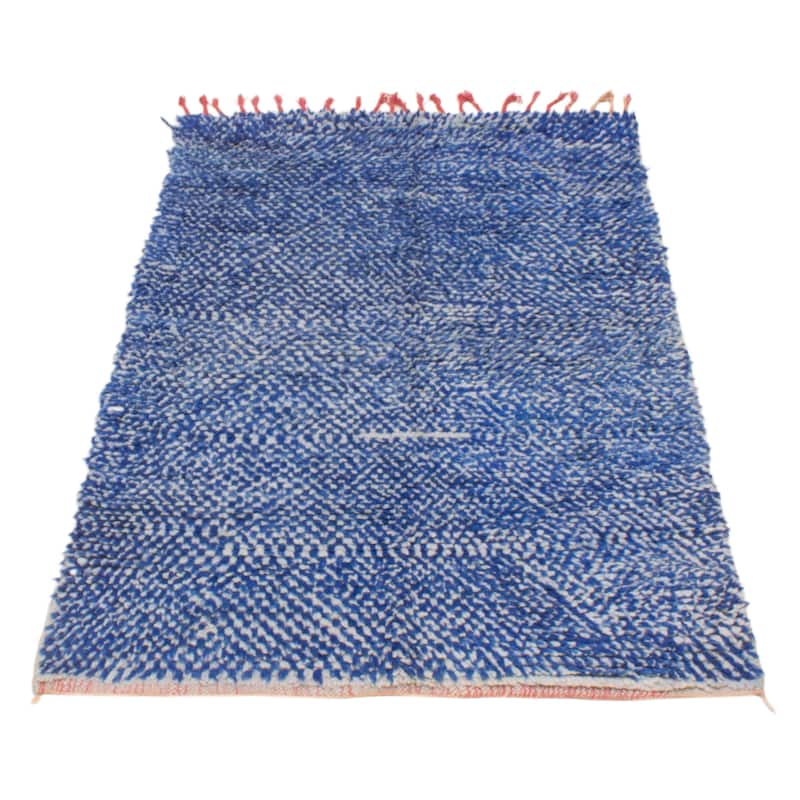 ECARPETGALLERY Hand-knotted Beni Ourain Blue Wool Rug - 3'8 x 5'7