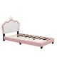 preview thumbnail 5 of 17, Twin Size Upholstered Princess Bed with Crown Headboard, Platform Bed with Headboard and Footboard, White+Pink
