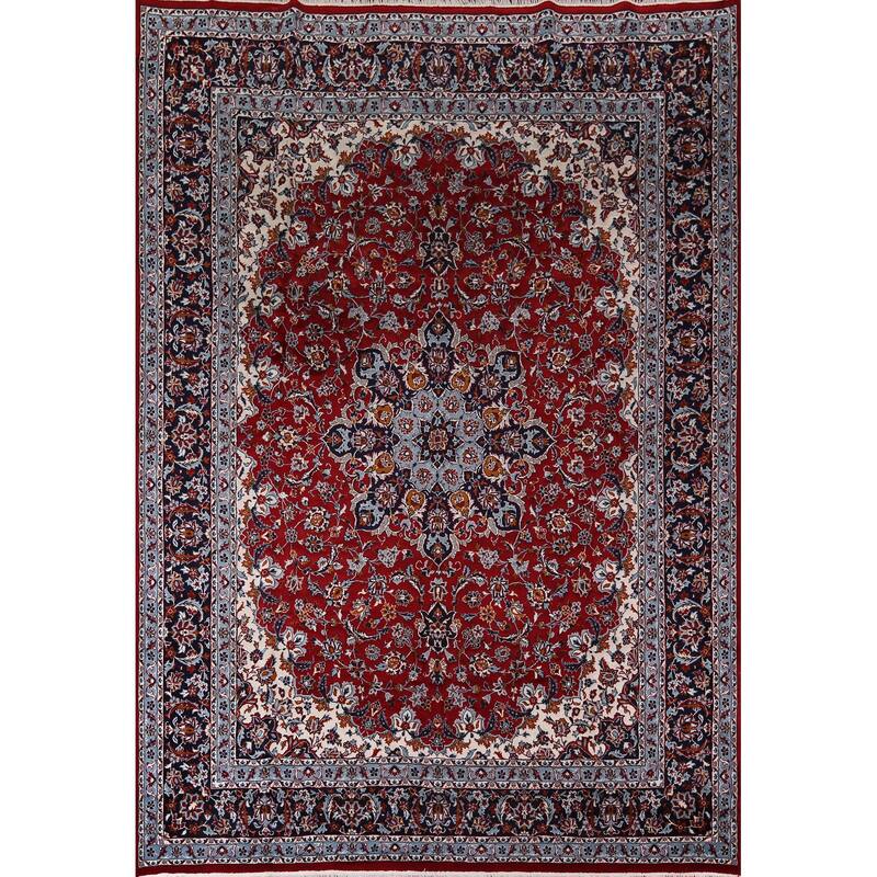 Floral Kashan Turkish Rug Machine-Made Bedroom Red Carpet - 9'8" x 12'9"