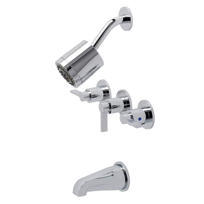 NuvoFusion Three-Handle Tub and Shower Faucet - Polished Chrome