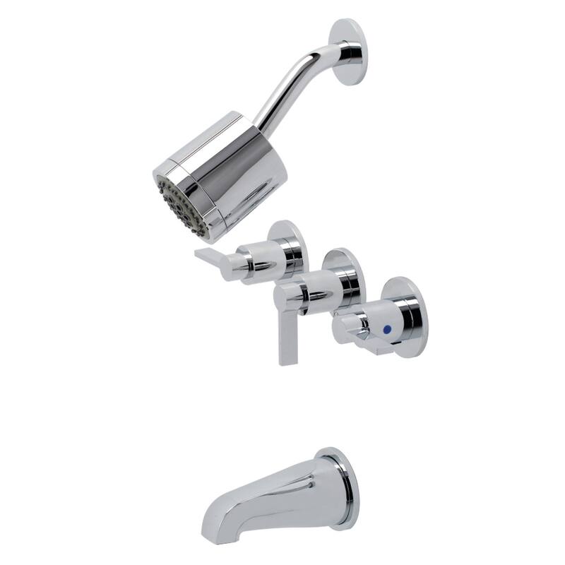 NuvoFusion Three-Handle Tub and Shower Faucet - Polished Chrome