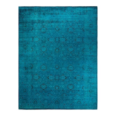 Fine Vibrance, One-of-a-Kind Hand-Knotted Area Rug - Blue, 8' 2" x 10' 9" - 8' 2" x 10' 9"