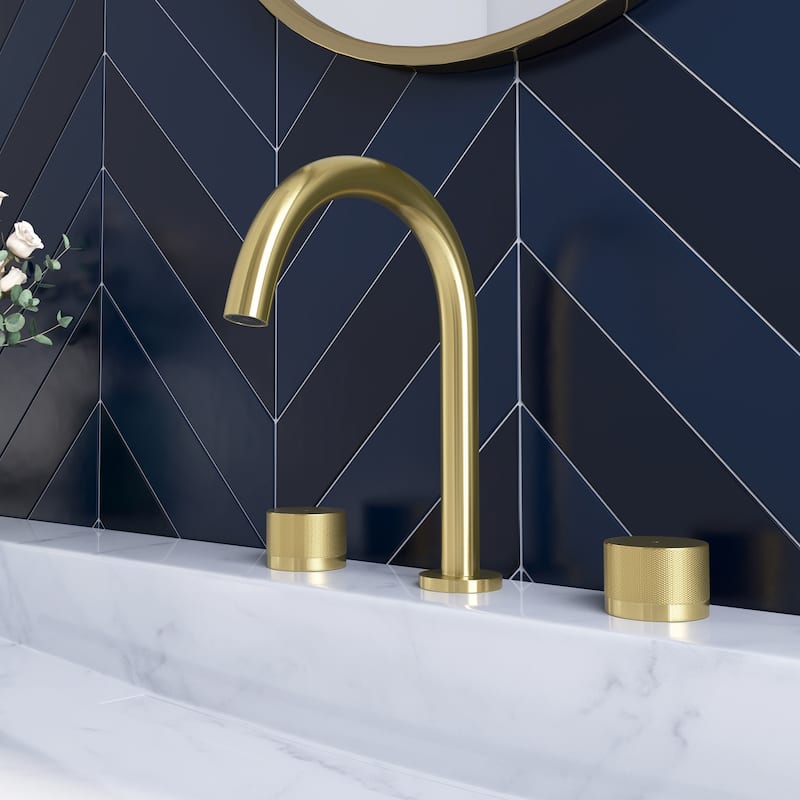 Brushed Gold Double Handle 3-Hole Bathroom Faucets for Sink - Gold